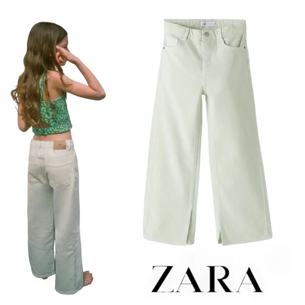 ZARA Kids | Green | WIDE LEG SOLID COLOR JEANS